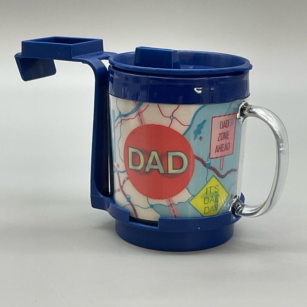 Avon Vintage 1980s  Lenticular travel Mug  "Dad"  "DAD ZONE AHEAD"